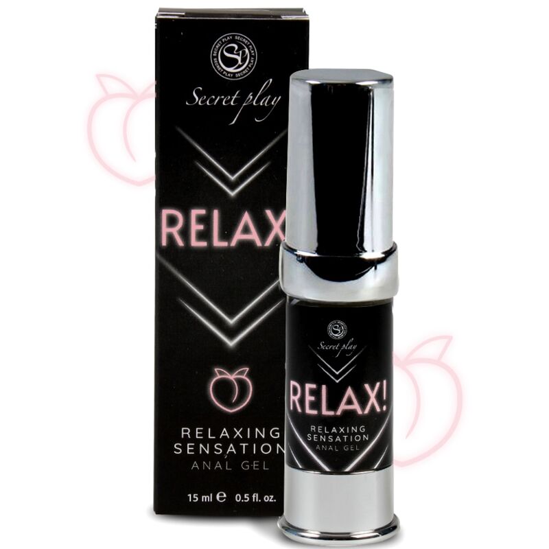 Gel anal relaxante SECRETPLAY COSMETIC, envase de 15 ml, con textura suave y fórmula calmante, visible en el frasco del producto.