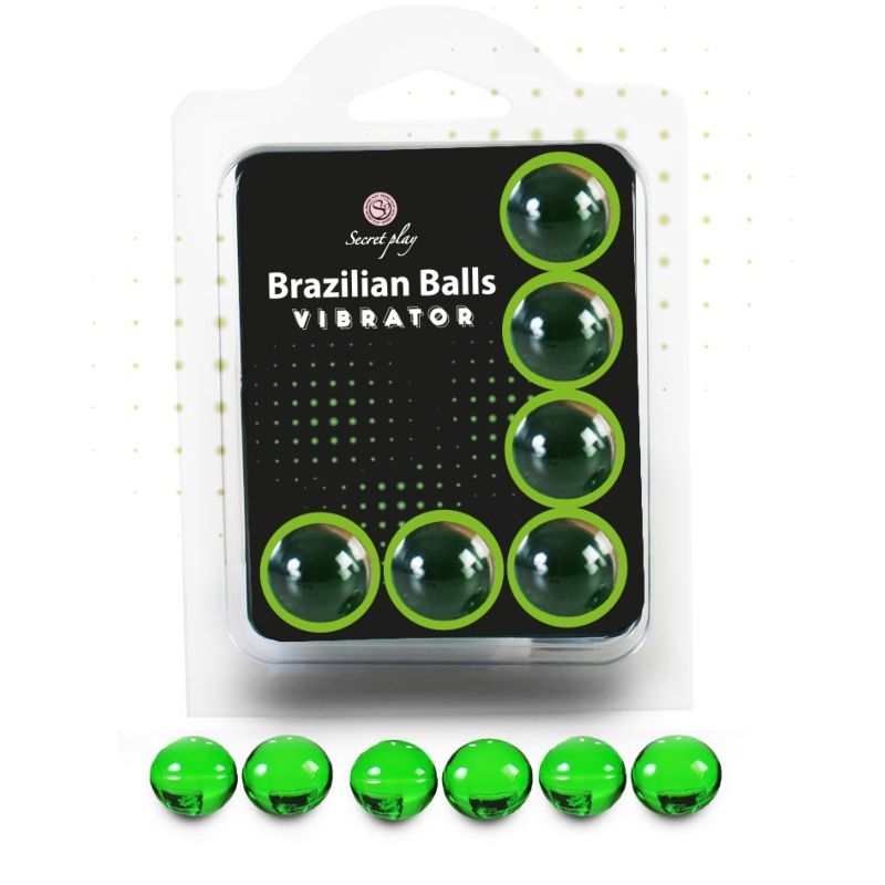 Conjunto de 6 bolas brasileñas vibradoras de SECRETPLAY COSMETIC, con diseño compacto y colores variados visibles en la imagen.