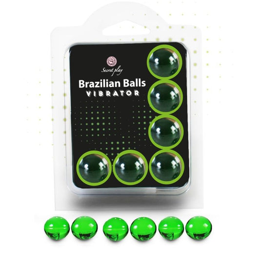Conjunto de 6 bolas brasileñas vibradoras de SECRETPLAY COSMETIC, con diseño compacto y colores variados visibles en la imagen.