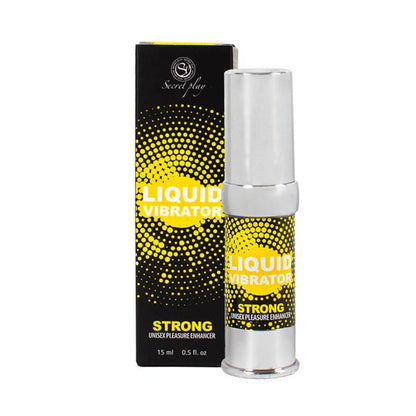 Vibrador líquido estimulador unisex SECRETPLAY COSMETIC en botella de 15 ml con diseño compacto y moderno.