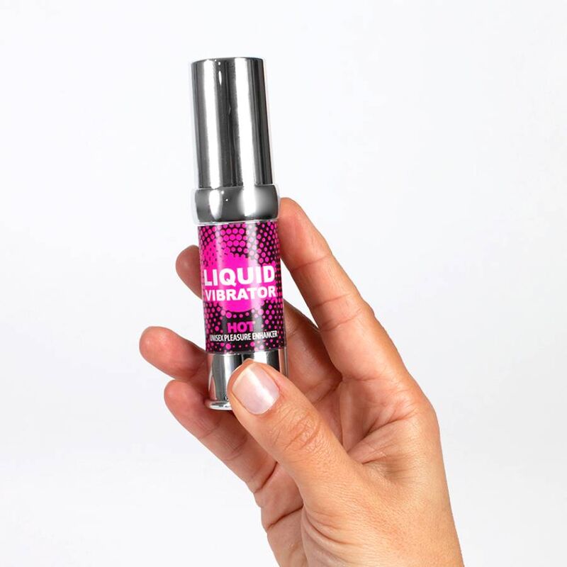 Vibrador líquido HOT STIMULATOR de SECRETPLAY en envase de 15 ml, con fórmula estimulante y textura líquida.