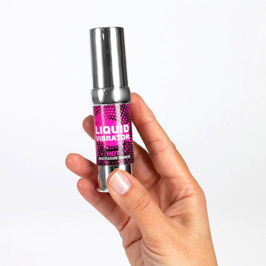Vibrador líquido HOT STIMULATOR de SECRETPLAY en envase de 15 ml, con fórmula estimulante y textura líquida.