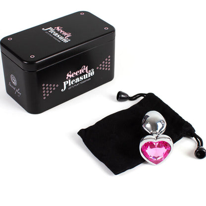 Plug anal de metal en forma de corazón fucsia de 7 cm de SECRETPLAY TOYS, tamaño S, ideal para uso íntimo y placer.