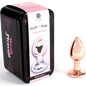 Plug anal de metal rosa dorado SECRETPLAY, tamaño S, 7 cm, con forma ergonómica y superficie lisa para uso cómodo.