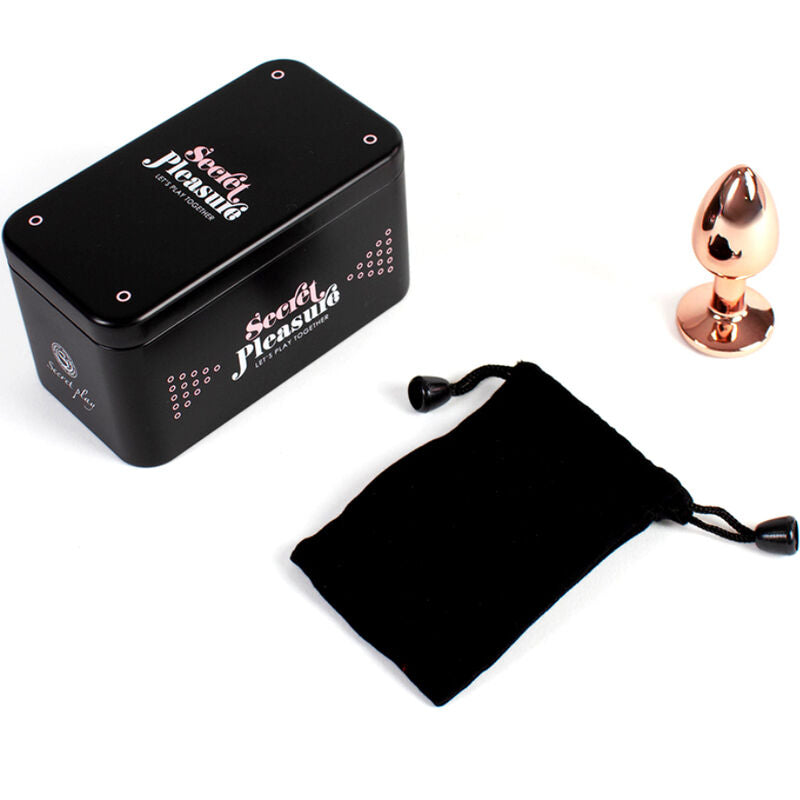 Plug anal de metal rosa oro de SECRETPLAY, tamaño S, de 7 cm, con forma ergonómica y superficie lisa.