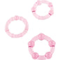 Anillos de pene rosa de SEVEN CREATIONS, juego de tres anillos ajustables para placer y estimulación.