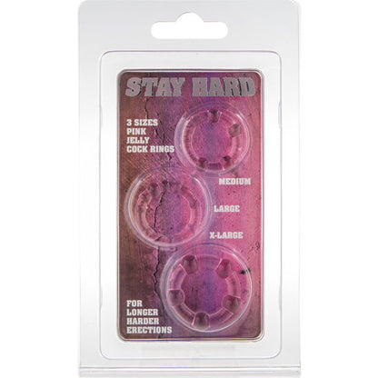 Anillos para pene rosa de la marca SEVEN CREATIONS, conjunto de tres anillos ajustables para placer íntimo.