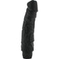 Vibrador negro de 22 cm de la marca SEVEN CREATIONS, con diseño ergonómico y superficie suave para placer personal.