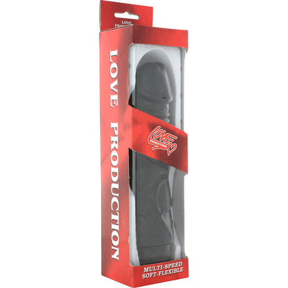 Vibrador negro de 22 cm de la marca Seven Creations, diseñado para placer con forma ergonómica y textura suave.