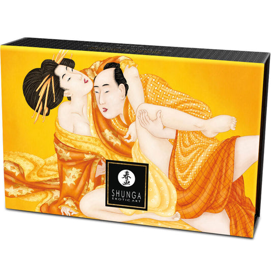 Kit de polvos de masaje comestible Mango de SHUNGA BODY POWER, polvo aromático y seductor para masajes y placer sensorial.
