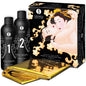 SHUNGA body-to-body erotic massage gel in Oriental Melon Mango flavor, showcasing the product packaging and texture.