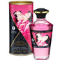 Aceite de masaje Shunga Oils con efecto calor y sabor intenso a frambuesa, 100 ml, ideal para relajación y sensaciones placenteras.