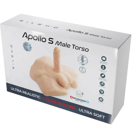 Torso bajo realista masculino SILEXD Apollo S de silicona, con detalles anatómicos y textura realista para efectos de alta calidad.