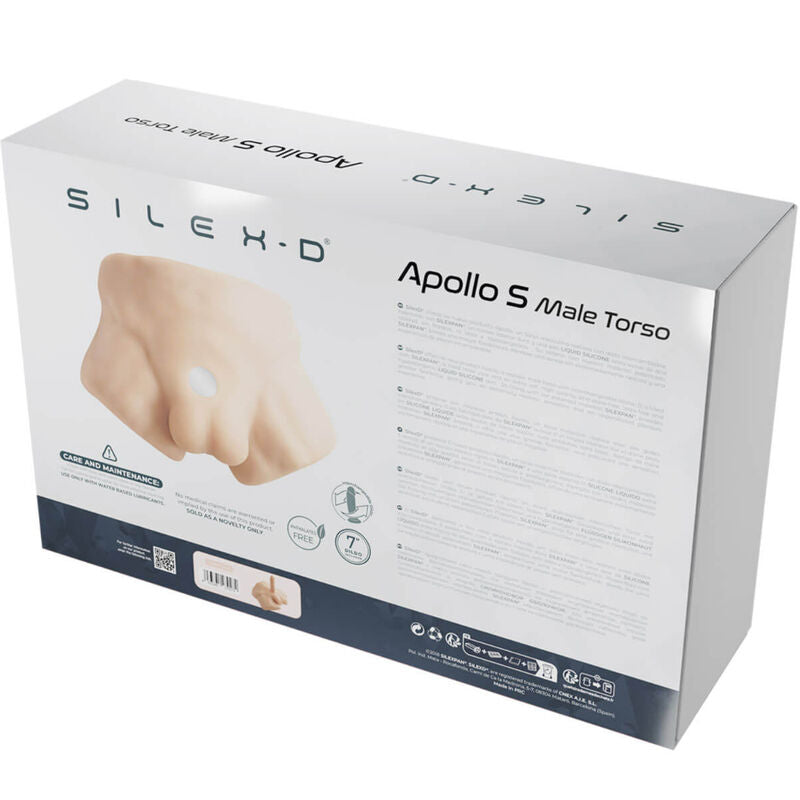 Torso bajo masculino realista de SILEXD Apollo S, figura de cuerpo humano con detalles anatómicos, en color natural.