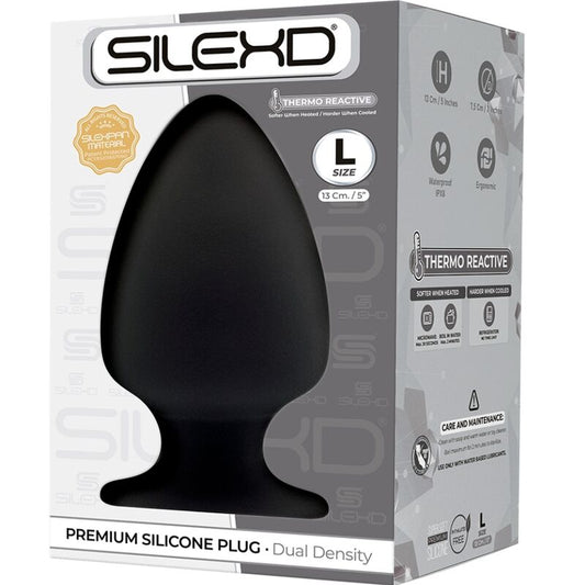 Plug anal de silicona premium SILEXD Modelo 1, tamaño L, con acabado termorreactivo y diseño ergonómico.