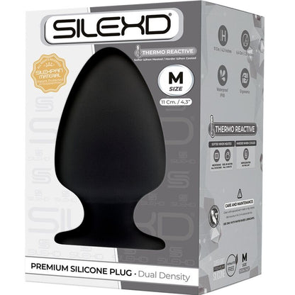 Plug anal de silicona premium SILEXD Modelo 1, tamaño M, con tecnología termorreactiva y diseño ergonómico.