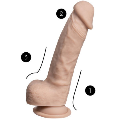 Pene realista SILEXD Modelo 1 en color piel, de 17.8 cm, con textura natural y superficie termo reactiva, premium SILEXPAN.