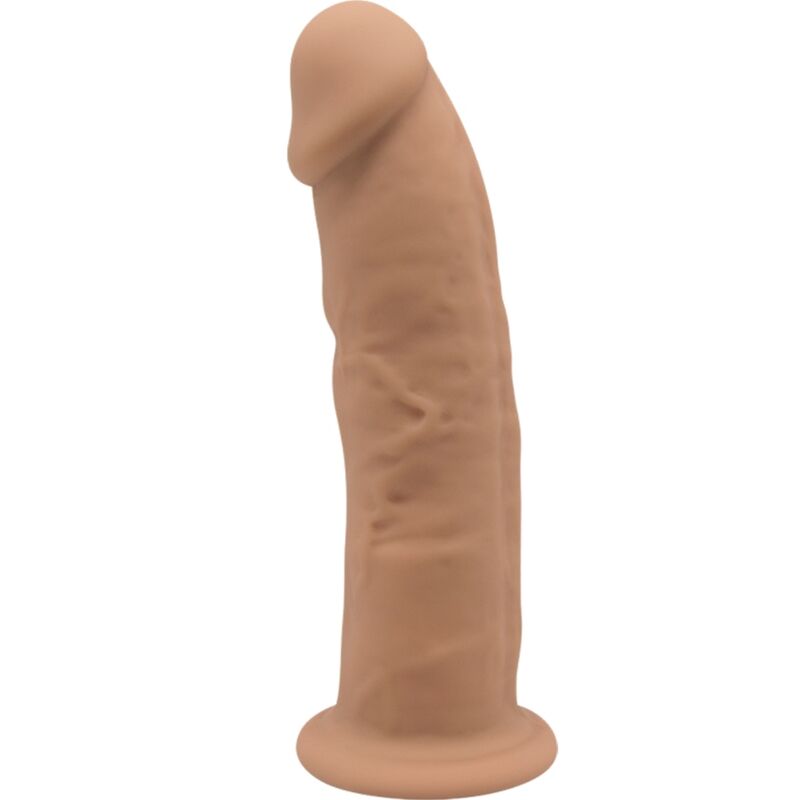 Pene realístico de silicona premium SILEXD Modelo 2 en color caramelo, 15.4 cm, con textura detallada y suave.