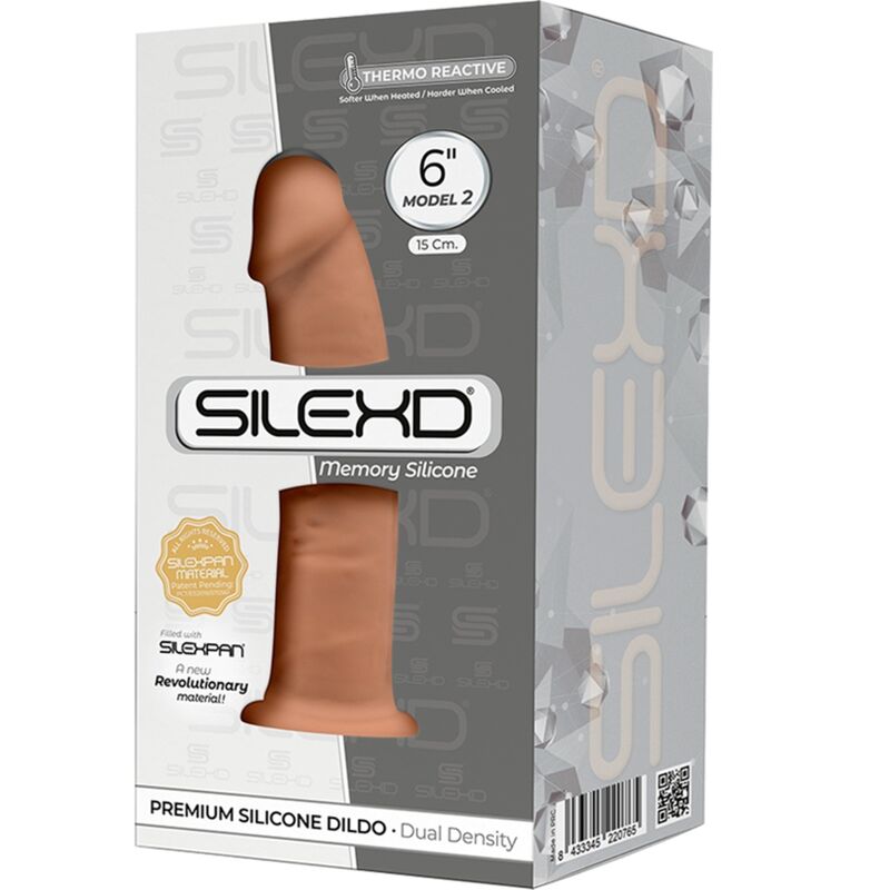 Pene realístico de silicona premium SILEXD Modelo 2 en color caramelo, 15.4 cm de longitud.