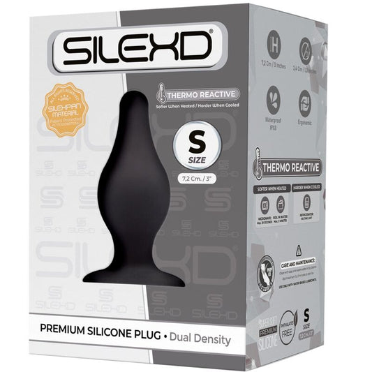 Plug anal de silicona premium SILEXD Modelo 2, tamaño S, con tecnología termorreactiva y diseño ergonómico.