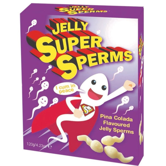 Spencer & Fleetwood Jelly Super Sperm Gummies for fertility, 120g, with colorful gummy shapes on a white background.