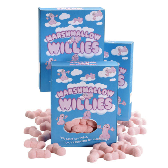 Spencer & Fleetwood Nubes Dulces in penis shape, colorful marshmallow candies displayed on a white background.