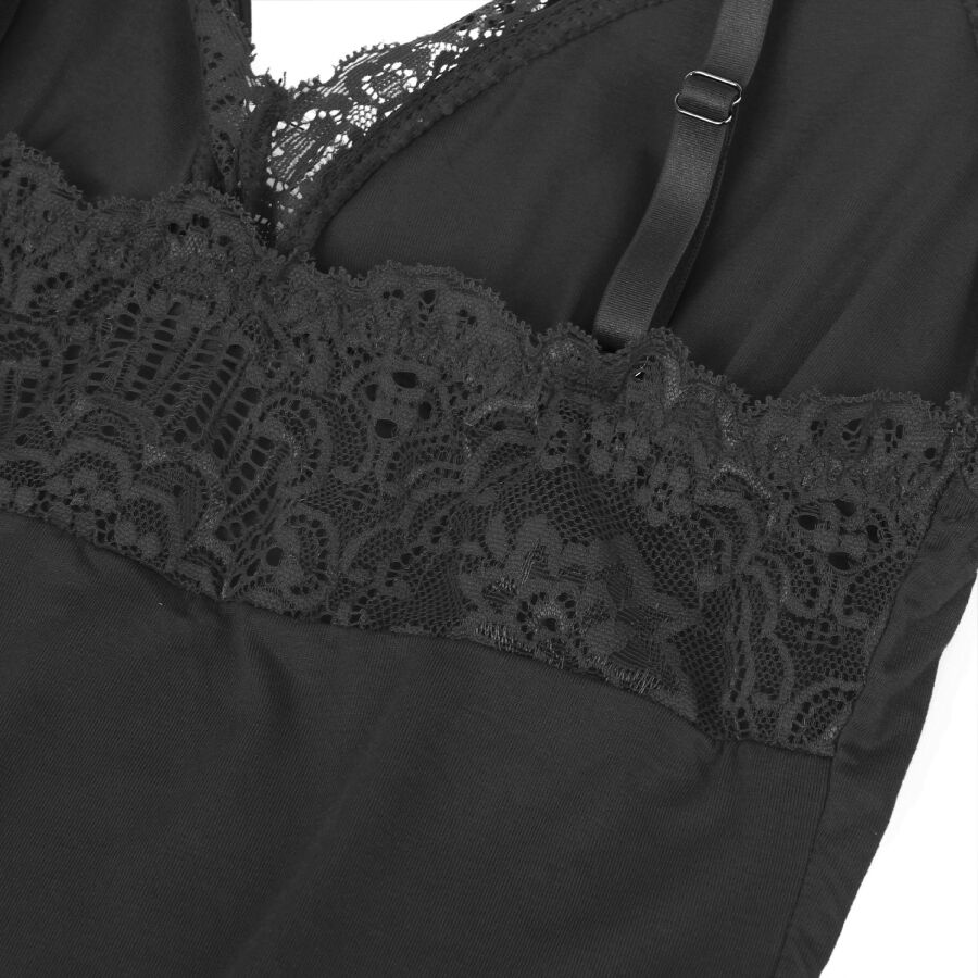 SUBBLIME - TEDDY DETALLE ENCAJE FLORAL NEGRO L/XL