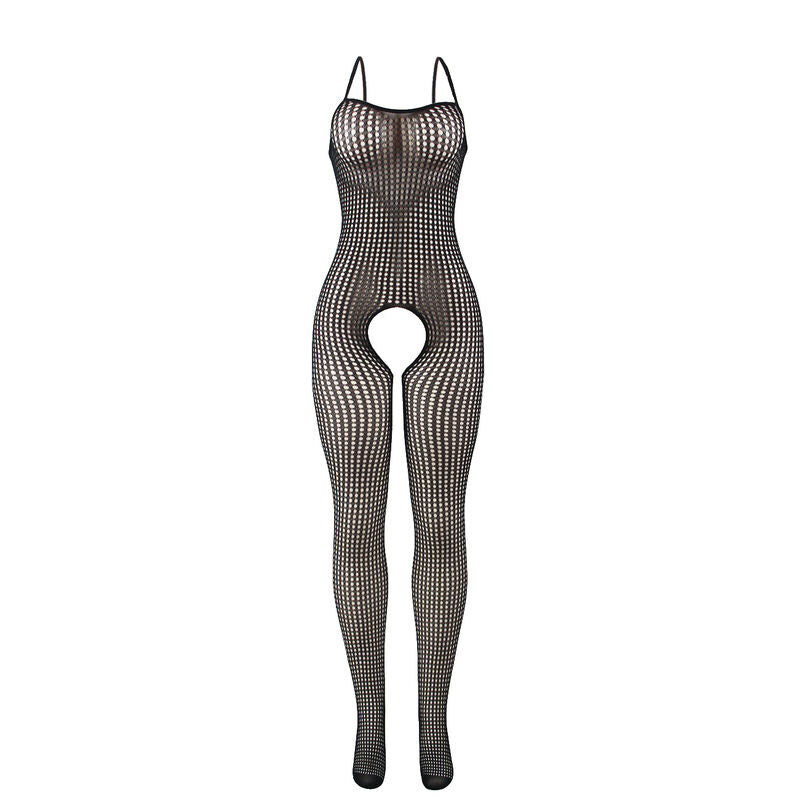 Bodystocking de rejilla negra sin costuras de la marca SUBBLIME BODYSTOCKINGS, talla única, con diseño elástico y sin entrepierna.