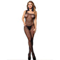 SUBBLIME - 952037 ONE-SHOULDER MESH BODYSTOCKING WITH DIAMONDS BLACK ONE SIZE