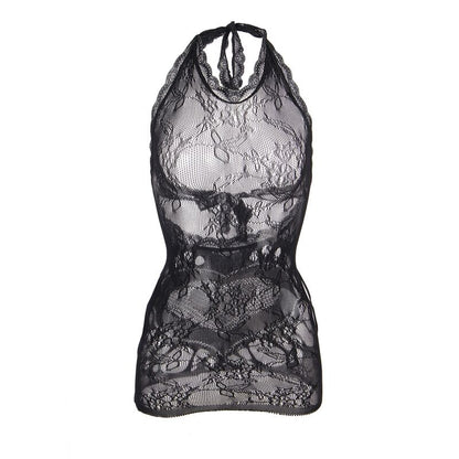 Vestido corto de rejilla SUBBLIME con espalda descubierta y detalle de corazón negro, talla única.