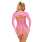 Vestido de rejilla rosa de SUBBLIME DRESSES, talla única, con diseño elegante y tejido ligero para ocasiones especiales.
