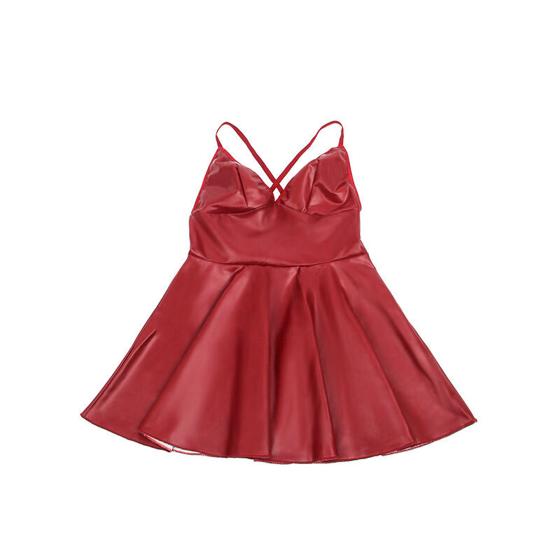 SUBBLIME - 955403 BURGUNDY LEATHER STRAPS DRESS L/XL