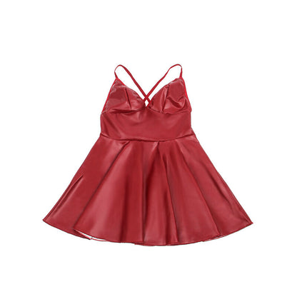 SUBBLIME - 955403 BURGUNDY LEATHER STRAPS DRESS L/XL