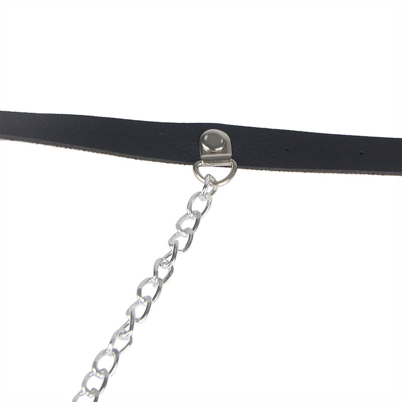 Arnés de cuero negro tipo cinturón de la marca SUBBLIME FETISH, con diseño ajustable en talla única, para uso íntimo.