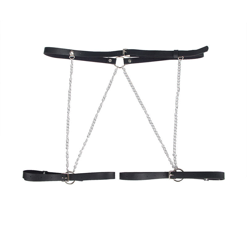 Arnés forma cinturón de cuero negro SUBBLIME FETISH, ajustable en talla única, con diseño elegante y detalles en cuero.