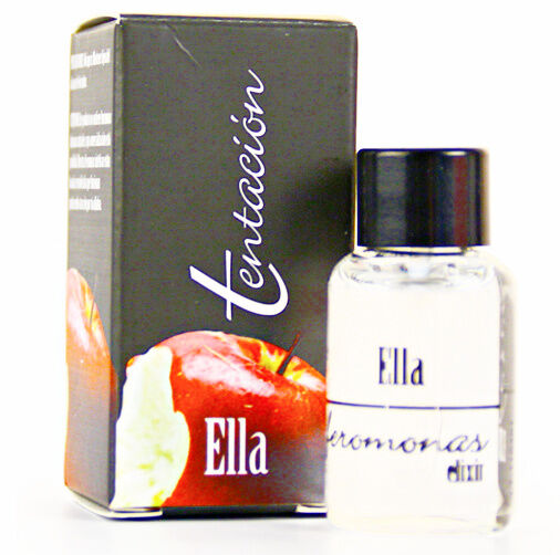 Elixir de feromonas para ella de la marca Tentacion, botella con líquido en envase transparente.