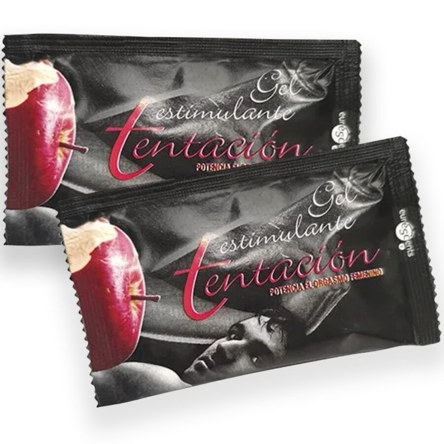 Gel estimulante femenino Tentacion, punto G, en monodosis de 10 ml, envase con etiqueta y tapa visible.
