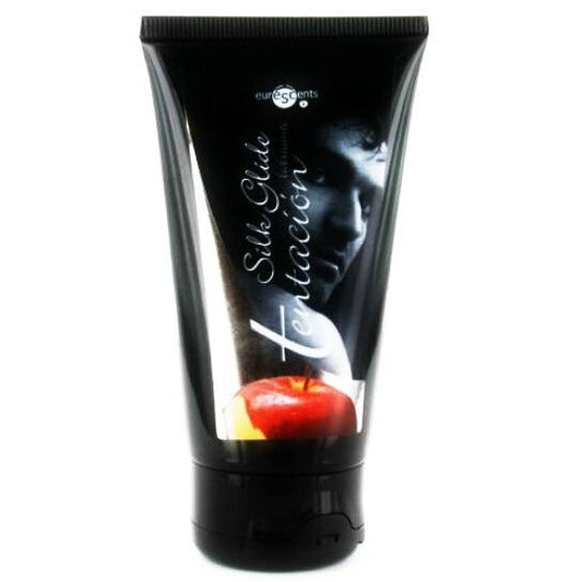 TENTACION fruit passion flavored lubricant 75 ml bottle with colorful packaging on a white background.