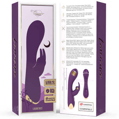 Vibrador Laurence Rabbit de TREASURE compatible con tecnología WatchMe Wireless, con diseño ergonómico y control inalámbrico.