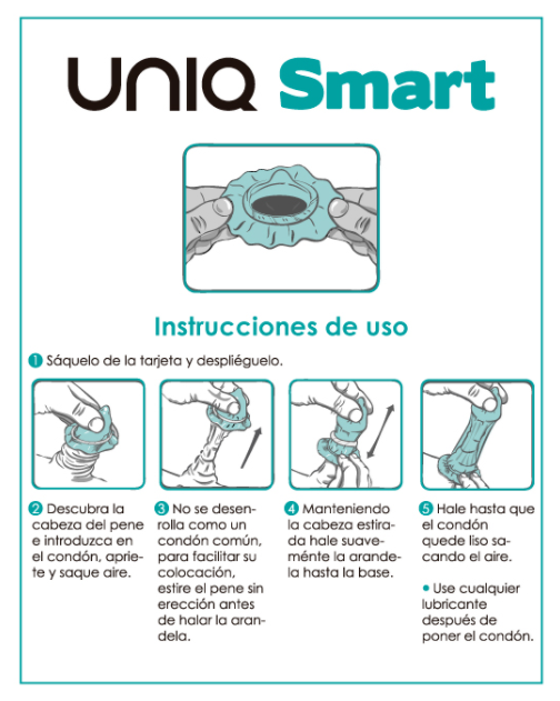Preservativos UNIQ Smart Pre-erección sin látex, 3 unidades, en envoltorio individual, diseñados para mayor comodidad y seguridad.