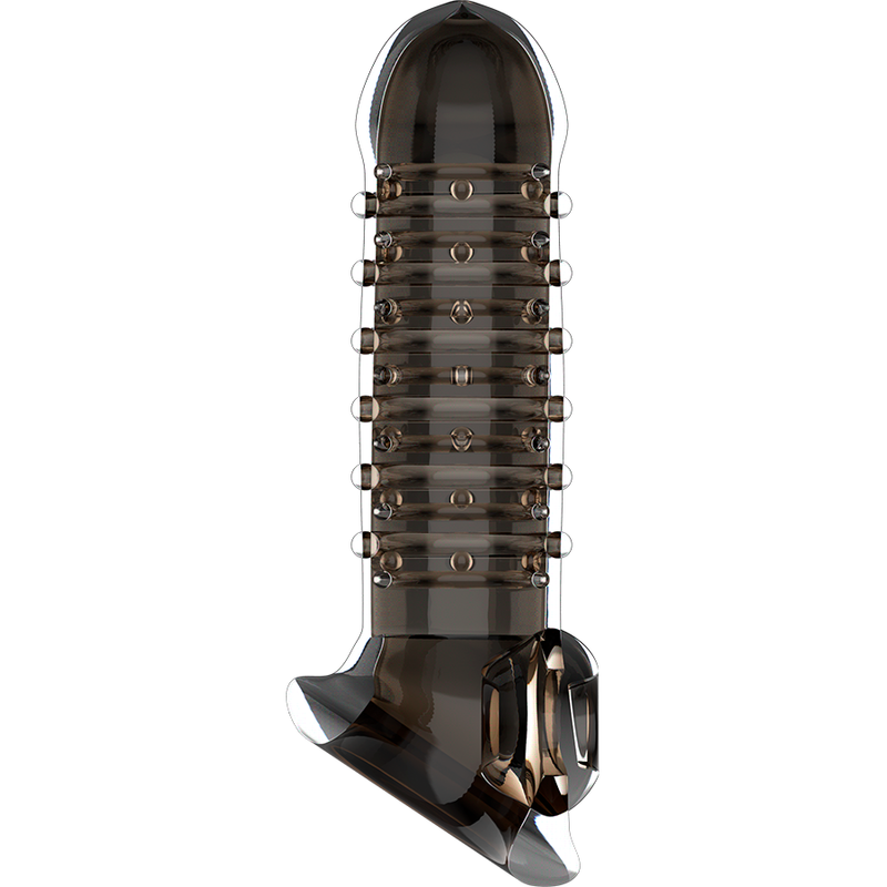 Extensión y funda de pene VIRILXL V15 en color negro, diseñada para mayor tamaño y comodidad.