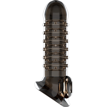 Extensión y funda de pene VIRILXL V15 en color negro, diseñada para mayor tamaño y comodidad.