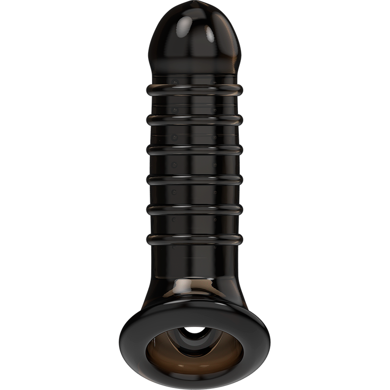 Extensión y funda de pene VIRILXL V15 en color negro, diseñada para mayor tamaño y comodidad.