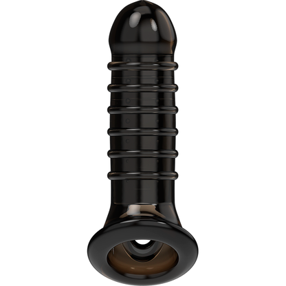 Extensión y funda de pene VIRILXL V15 en color negro, diseñada para mayor tamaño y comodidad.