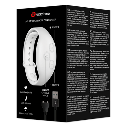 Reloj control remoto inalámbrico WATCHME con diseño en azabache y cobre, con pantalla digital y botones de control.