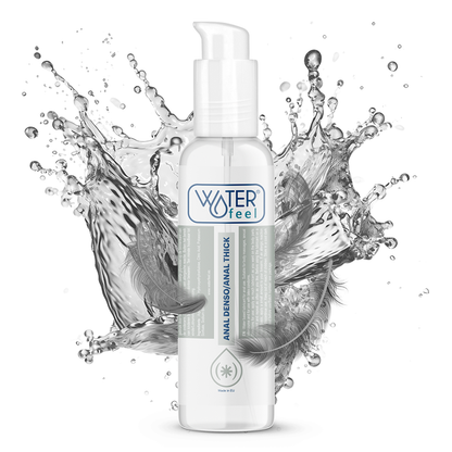 Lubricante anal WaterFeel de 150 ml en envase con tapa, suave y transparente para mayor comodidad y facilidad de uso.
