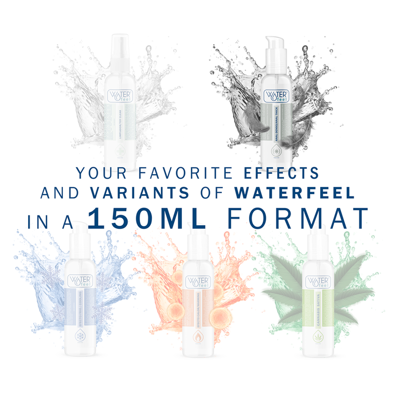 Lubricante anal WATERFEEL de 150 ml en botella con tapón, fórmula suave y lubricante para uso íntimo.