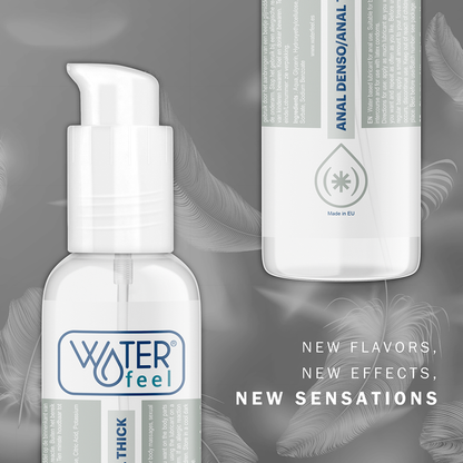 Lubricante anal WATERFEEL de 150 ml, con envase y etiqueta visible, diseñado para uso personal y comodidad.