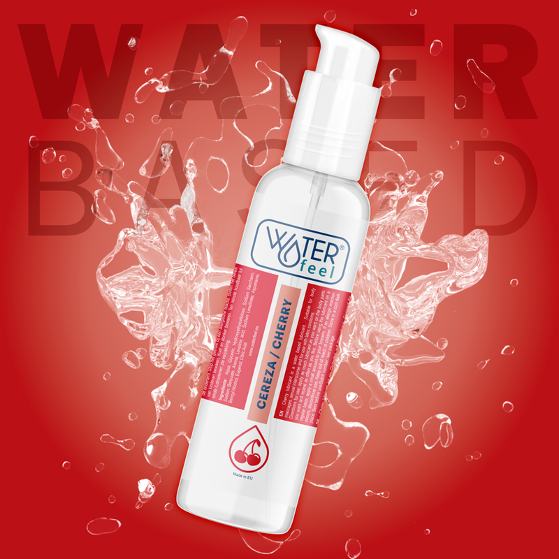 Lubricante de cereza Waterfeel de 175 ml, suave y aromático, ideal para mayor comodidad y sensaciones placenteras.