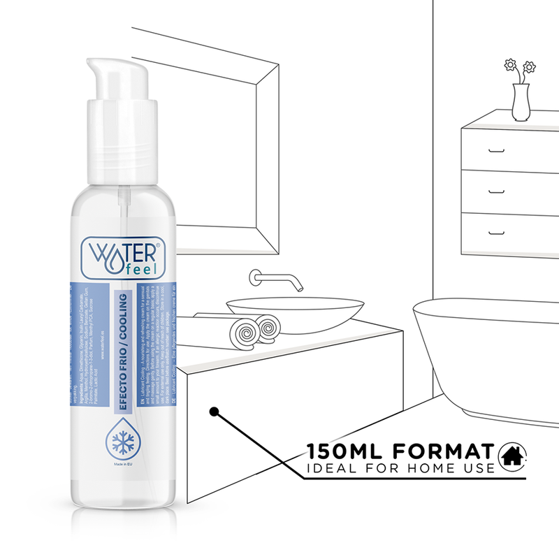Lubricante WATERFEEL efecto frío en botella de 150 ml, con textura suave y sensación refrescante para mayor comodidad.